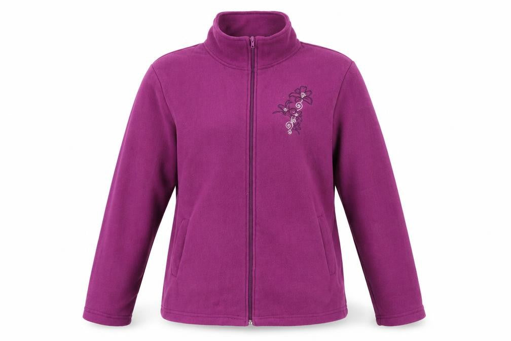 Anna De Lancay Womens Purple Jacket Size L Zip - Flower Detail