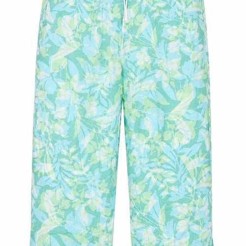 Preworn Womens Green Geometric Polyester Trousers Size 40 in Regular Tie - Leaf Print