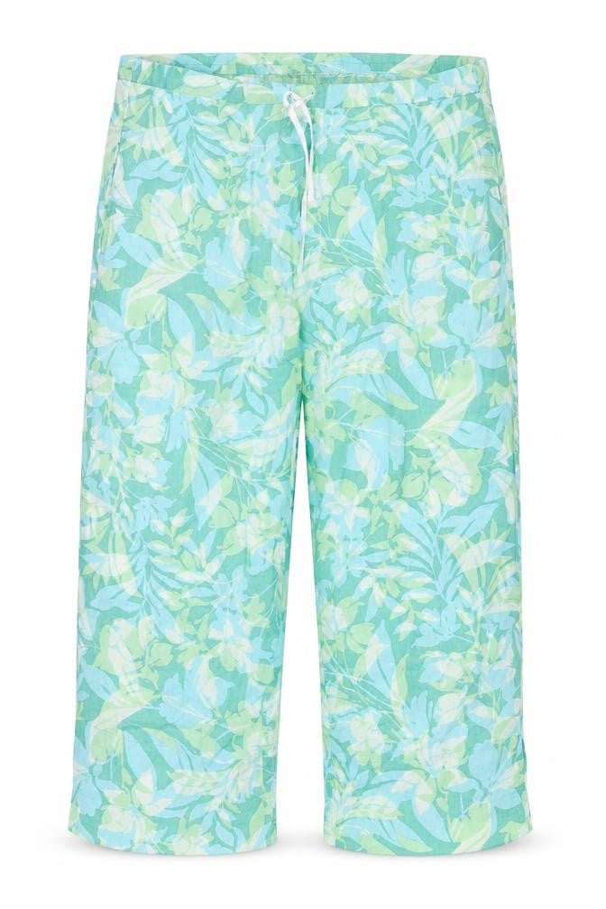Preworn Womens Green Geometric Polyester Trousers Size 40 in Regular Tie - Leaf Print