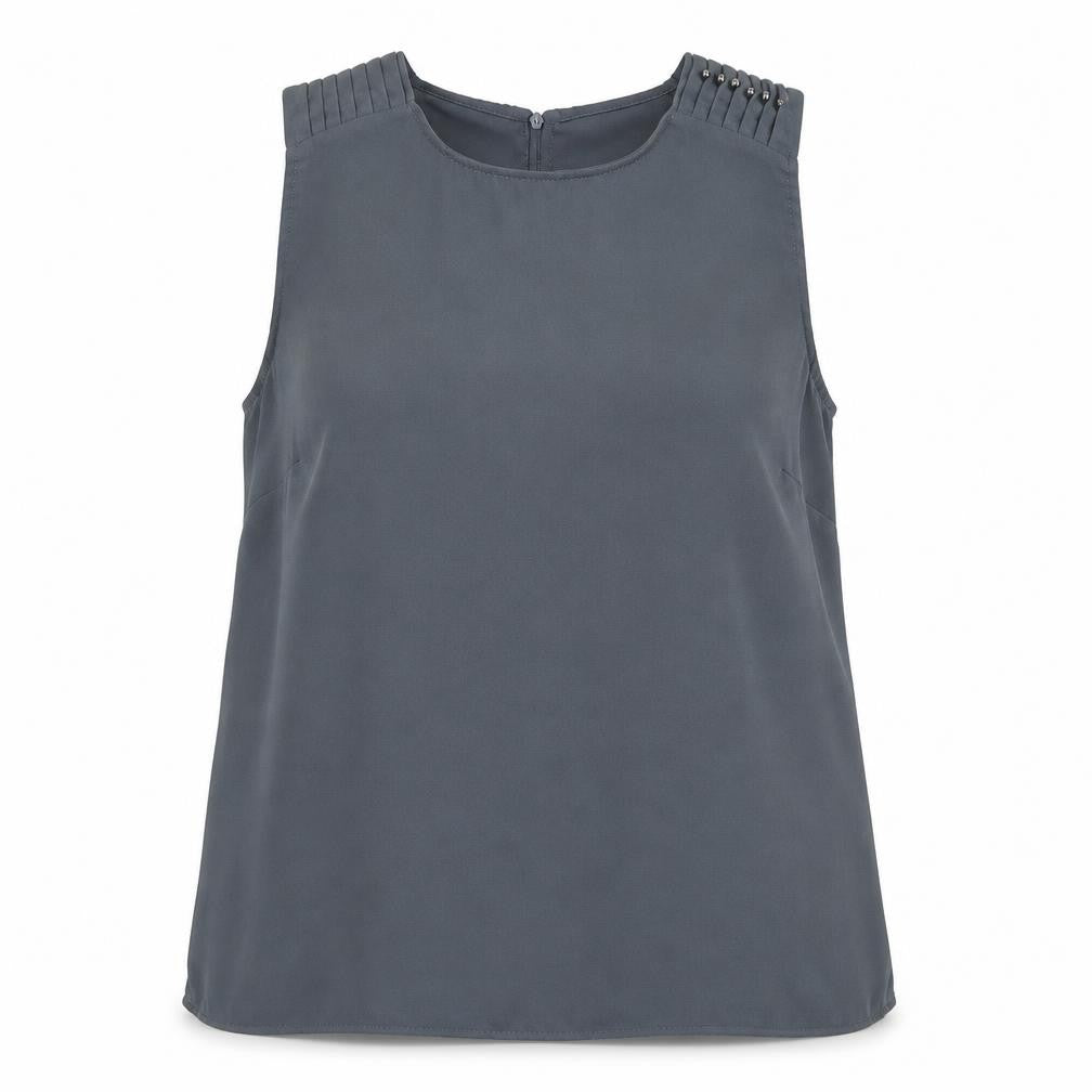 Tu Womens Grey Polyester Basic Tank Size 8 Scoop Neck