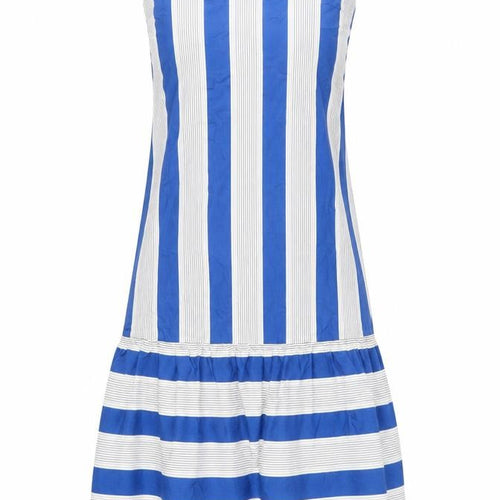 NEXT Womens Blue Striped 100% Cotton Tank Dress Size 10 Square Neck Pullover