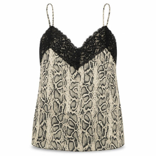 Made in Italy Womens Multicoloured Animal Print Polyester Camisole Tank Size 12 V-Neck - Snake Skin Print Lace Trim