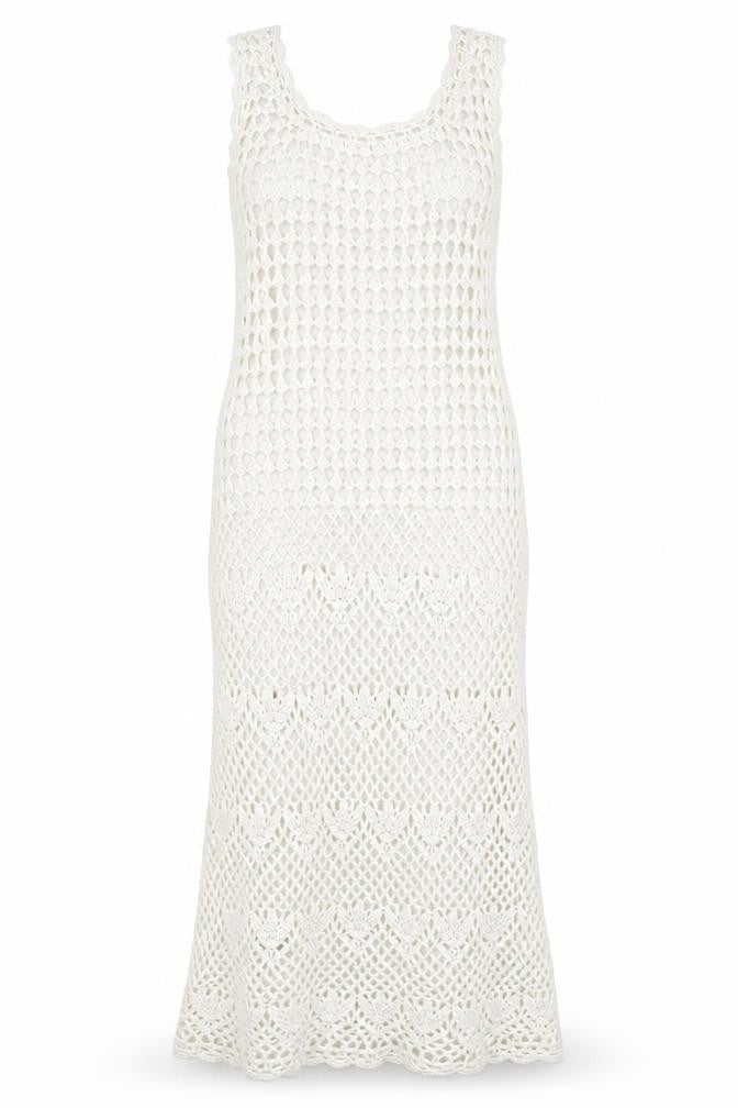 Mango Womens Ivory Cotton Tank Dress Size S Round Neck Pullover
