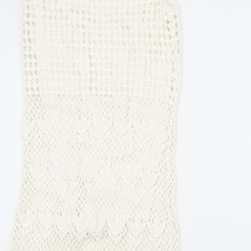 Mango Womens Ivory Cotton Tank Dress Size S Round Neck Pullover
