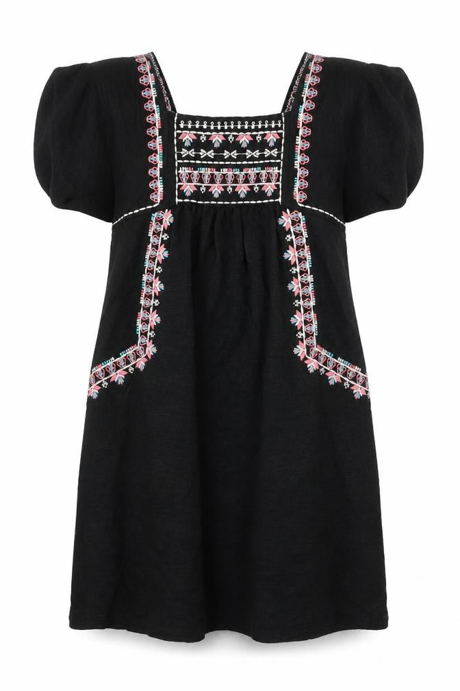 Staring at Stars Womens Black Geometric Cotton A-Line Size XS Square Neck Pullover