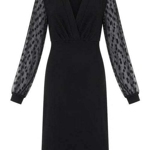 Boohoo Womens Black Polka Dot Polyester A-Line Size 8 V-Neck Pullover