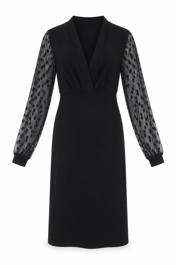 Boohoo Womens Black Polka Dot Polyester A-Line Size 8 V-Neck Pullover