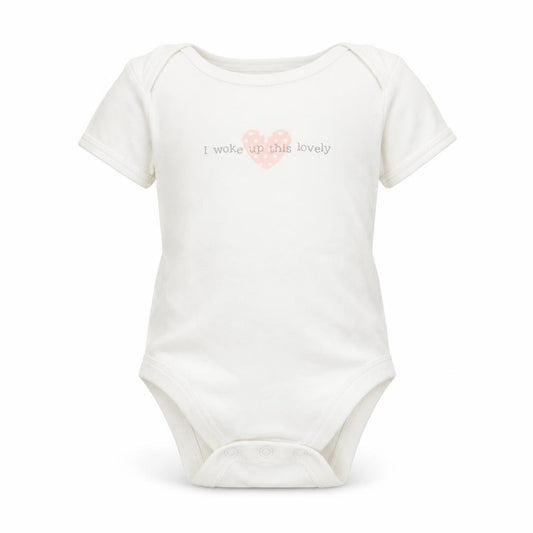 George Girls White 100% Cotton Babygrow One-Piece Size 6-9 Months Snap - Heart and Slogan