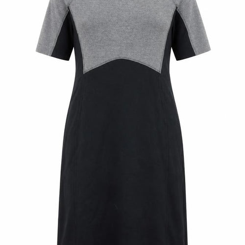 Marks and Spencer Womens Black Colourblock Viscose A-Line Size 12 Round Neck Zip