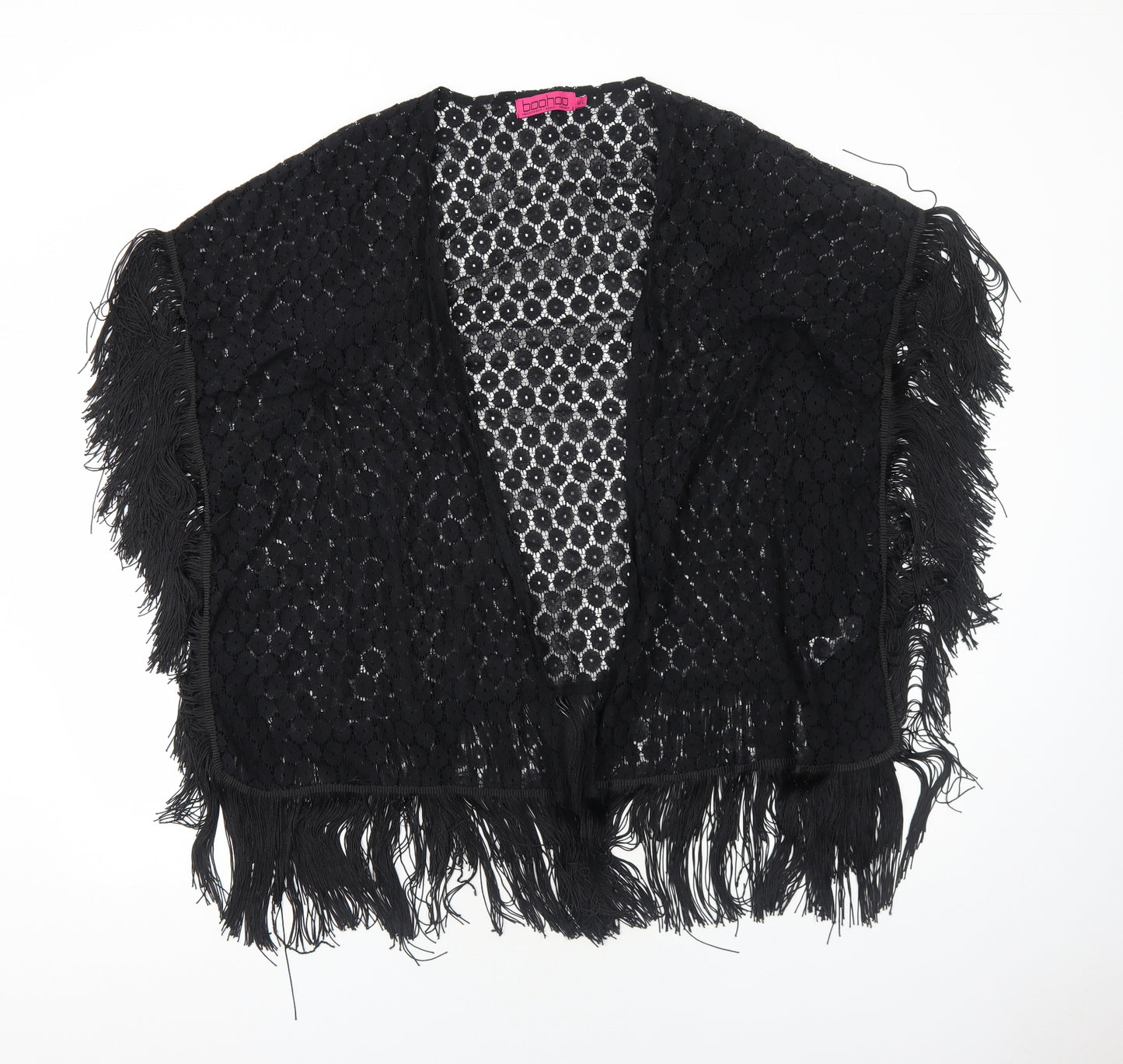 Boohoo Womens Black Polyester Kimono T-Shirt Size M V-Neck - Size M/L