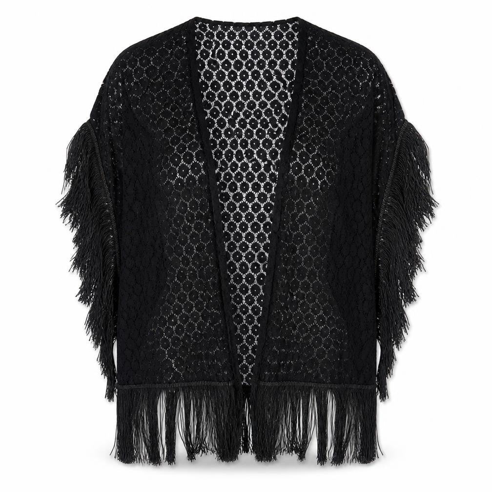 Boohoo Womens Black Polyester Kimono T-Shirt Size M V-Neck - Size M/L