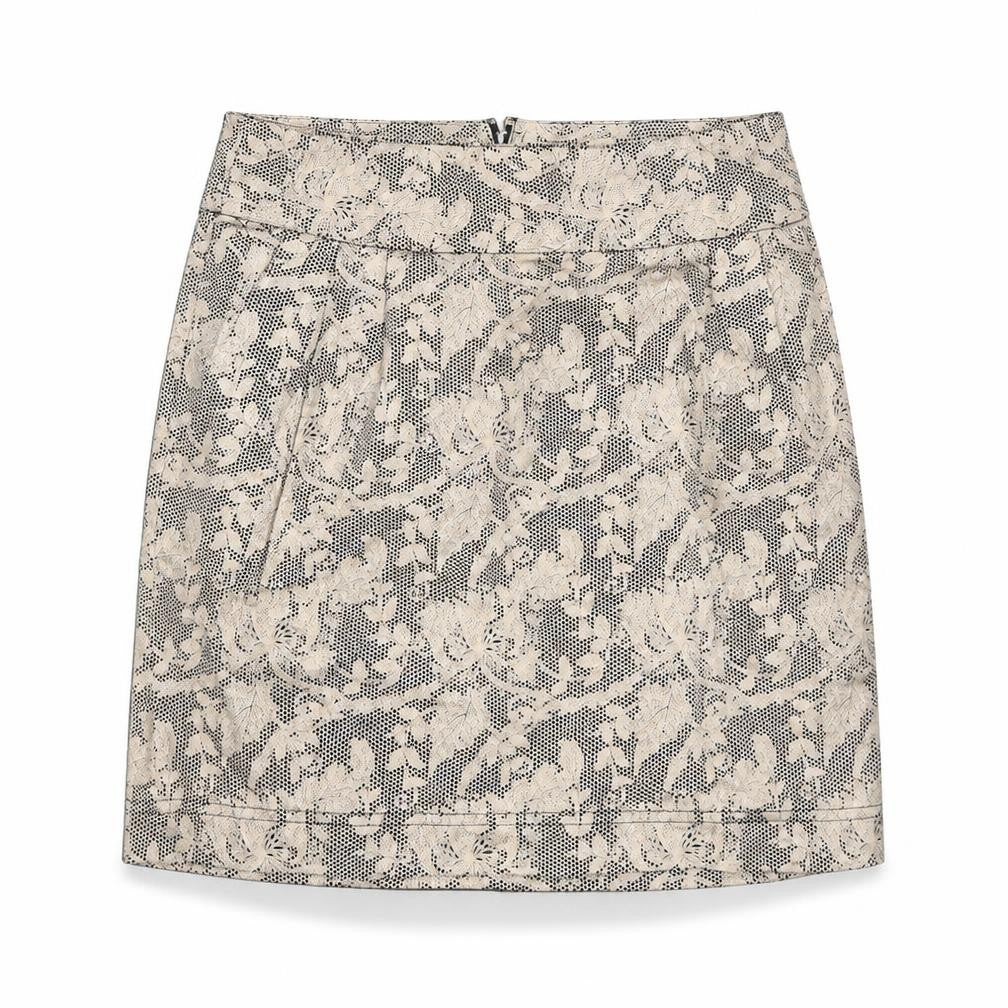 JSFN Womens Brown Floral Cotton A-Line Skirt Size 10 Zip