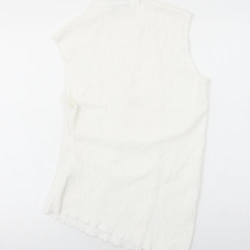 Zara Womens White Polyester Basic Blouse Size S Mock Neck - Asymmetric