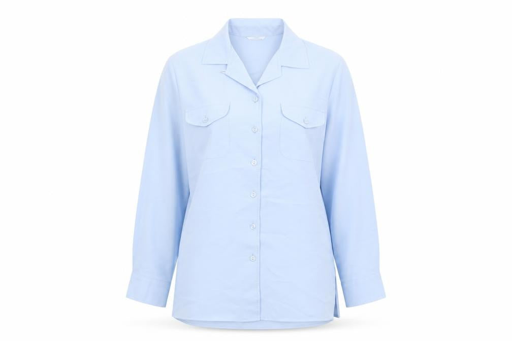 Marks & Spencer Womens Blue Polyester Basic Button-Up Size 12 Collared