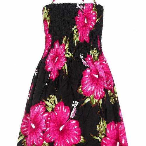 Mc.Clain Womens Black Floral Viscose Fit & Flare Size S Halter Pullover - Shirred