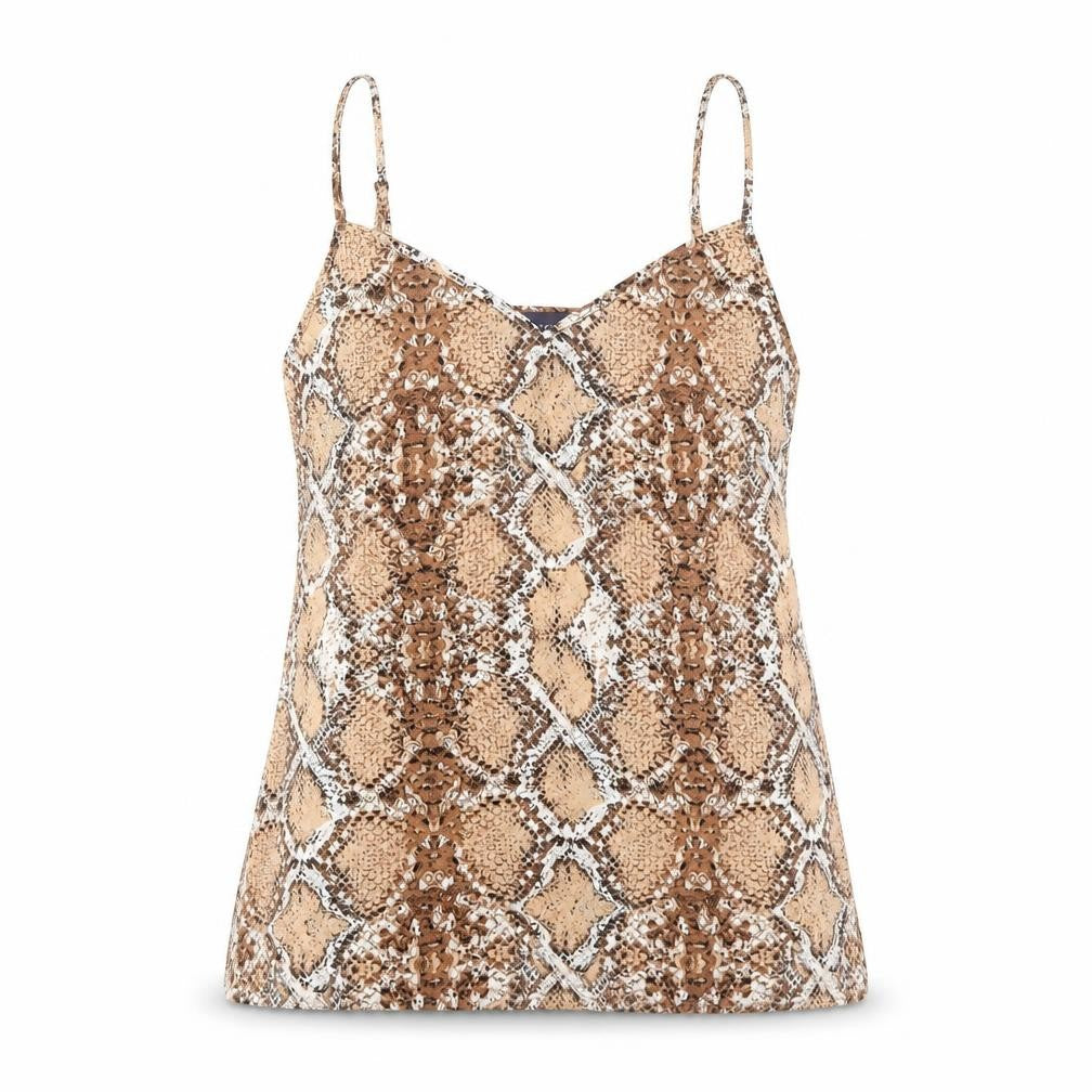 Marks and Spencer Womens Brown Animal Print Polyester Camisole Tank Size 6 V-Neck - Snake Skin Print