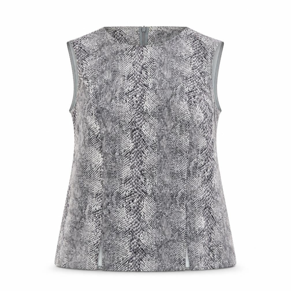 Preworn Womens Grey Animal Print Polyester Basic Tank Size 14 Scoop Neck - Snake Skin Print