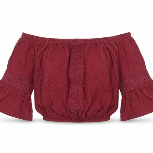 Miss Selfridge Womens Red Viscose Cropped Blouse Size 6 Boat Neck