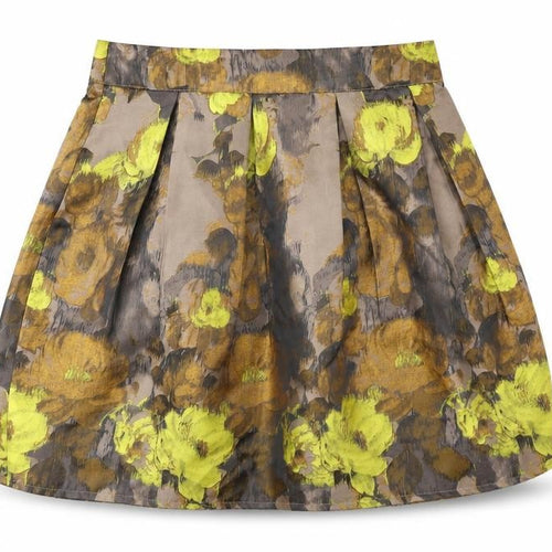 Louche Womens Brown Floral Polyester Tulip Skirt Size 8 Zip