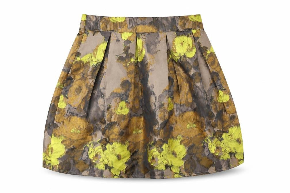 Louche Womens Brown Floral Polyester Tulip Skirt Size 8 Zip