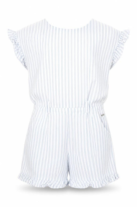 Autograph Girls White Striped Linen Playsuit One-Piece Size 9-10 Years Zip