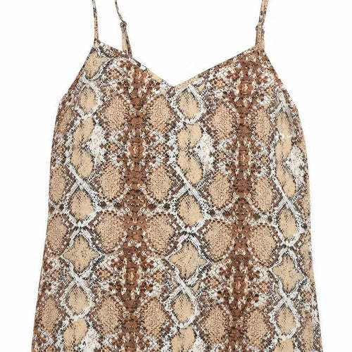 Marks and Spencer Womens Beige Animal Print Polyester Basic Tank Size 10 V-Neck - Snake Print