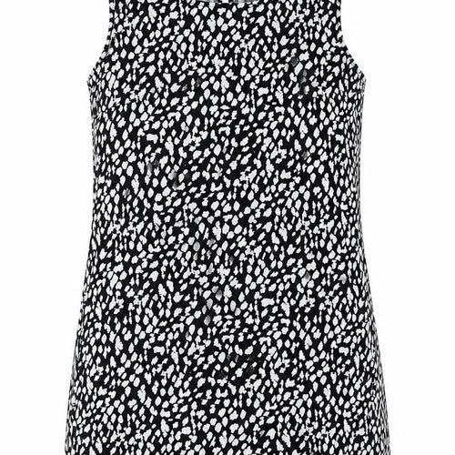 Marks and Spencer Womens Black Geometric Linen A-Line Size 6 Round Neck Button