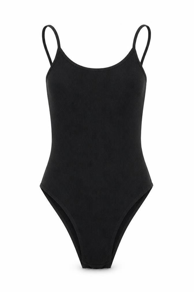Front view of SHEIN women’s black viscose bodysuit one-piece, size XS, snap