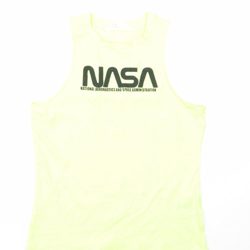 H&M Girls Yellow Cotton Basic Tank Size 14 Years Round Neck Pullover - NASA