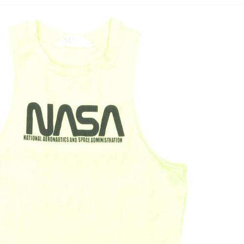 H&M Girls Yellow Cotton Basic Tank Size 14 Years Round Neck Pullover - NASA