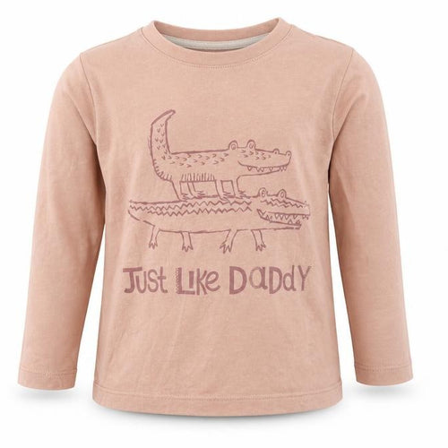 Nutmeg Girls Beige Cotton Pullover T-Shirt Size 3-4 Years Round Neck Pullover - Just Like Daddy