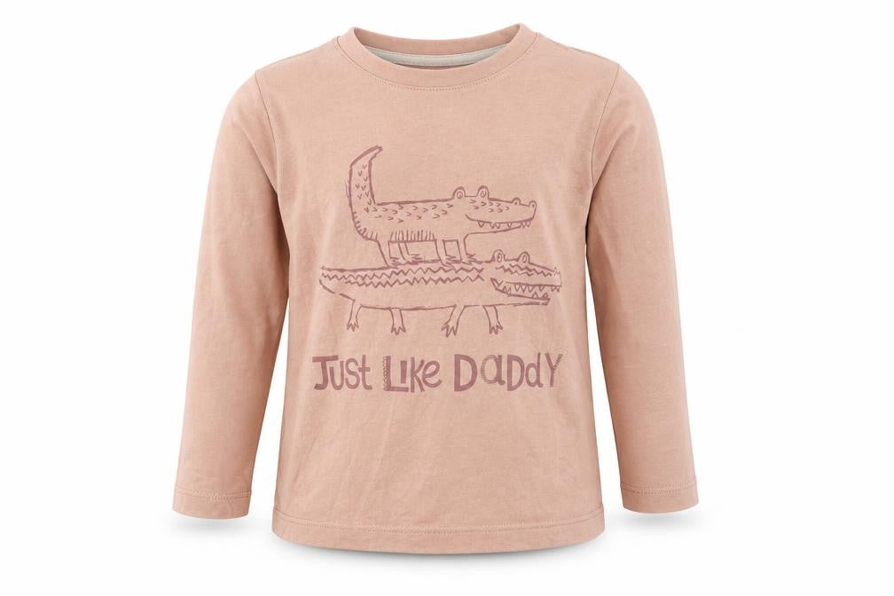 Nutmeg Girls Beige Cotton Pullover T-Shirt Size 3-4 Years Round Neck Pullover - Just Like Daddy