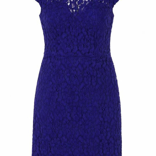 Dorothy Perkins Womens Blue Floral Polyester A-Line Size 10 Round Neck Zip