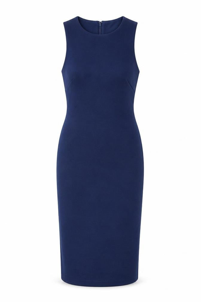 Little Mistress Womens Blue Cotton Bodycon Size 10 Round Neck Zip