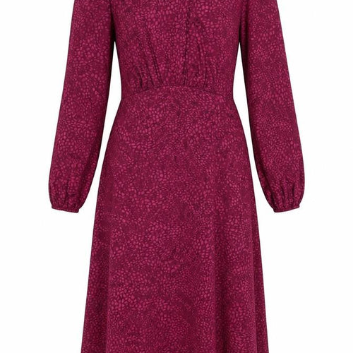 Quiz Womens Pink Animal Print Polyester Fit & Flare Size 10 Round Neck Zip - Leopard Pattern
