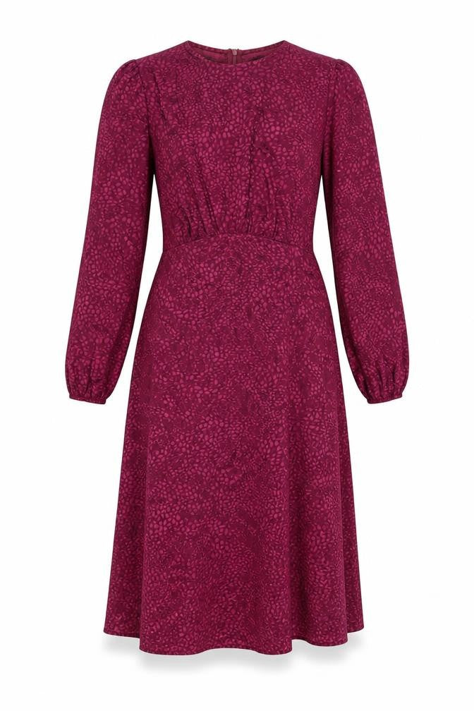 Quiz Womens Pink Animal Print Polyester Fit & Flare Size 10 Round Neck Zip - Leopard Pattern