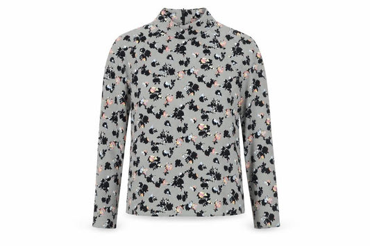 Front view of Next women’s grey floral polyester basic blouse, size UK 10, mock neck
