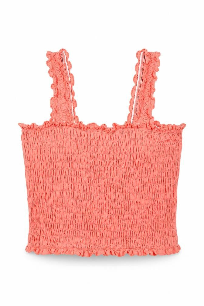 Front view of Miss Selfridge women’s pink cotton basic tank, size UK 12, square neck
