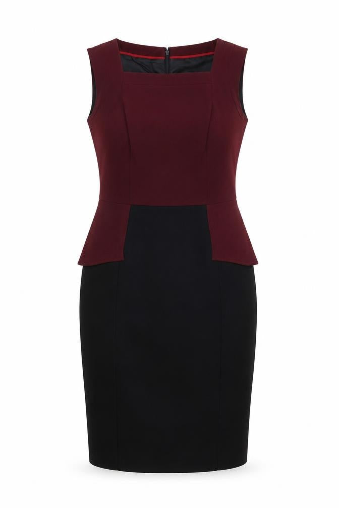 Linea Womens Black Polyester Pencil Dress Size 12 Square Neck Zip