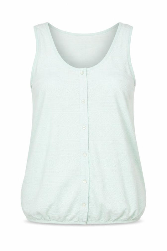 Front view of River Island women’s green cotton basic tank, size UK 12, scoop neck