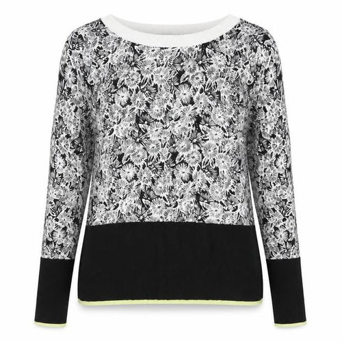 NEXT Womens Black Scoop Neck Floral Viscose Pullover Jumper Size 8 - Contrasting Trim