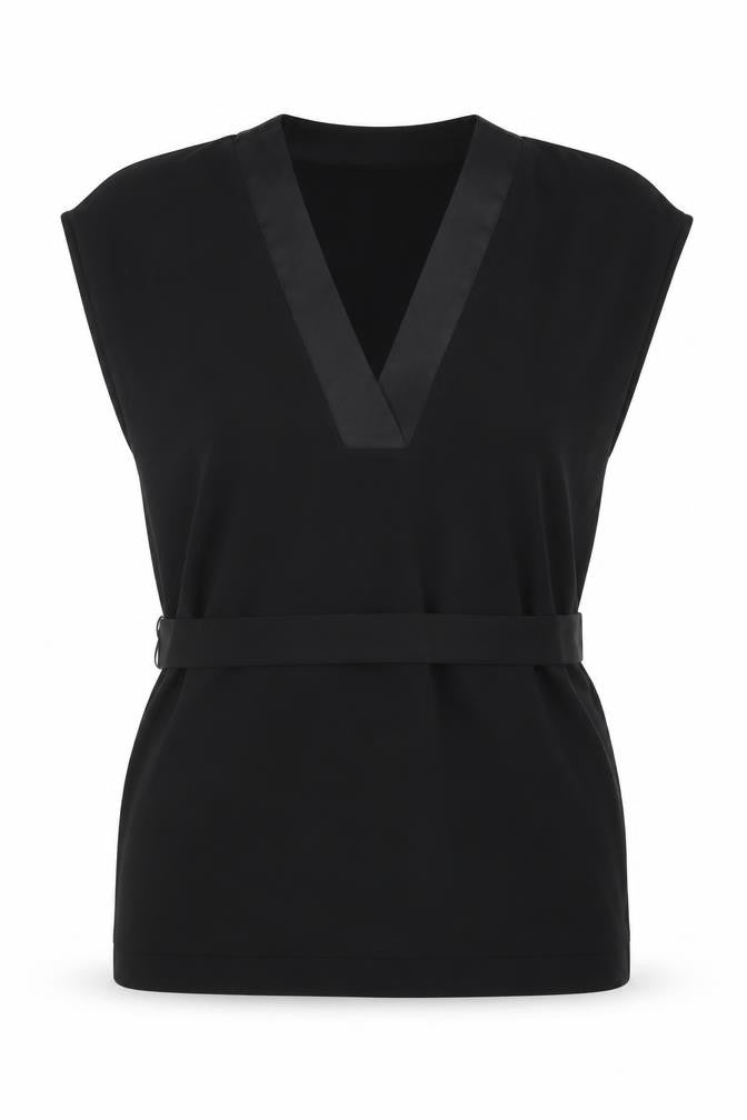 In Wear Womens Black Polyester Basic Tank Size 6 V-Neck