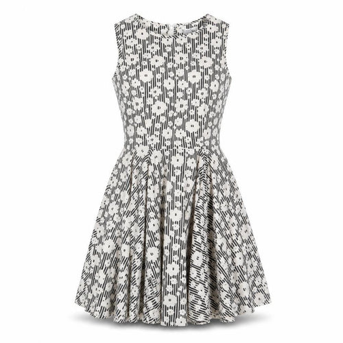 Pinky Womens Black Floral Polyester Fit & Flare Size S Round Neck Zip