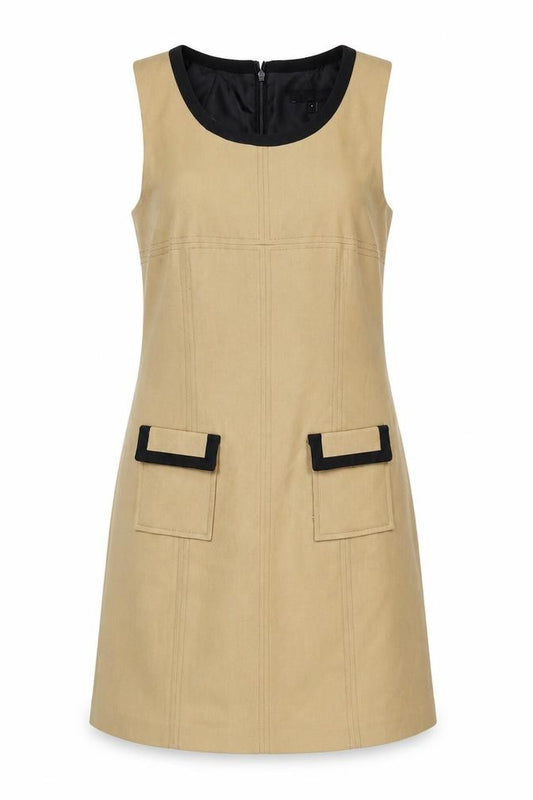 Front view of Next women’s brown polyester a-line, size UK 10, round neck zip