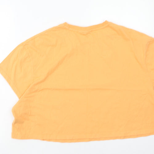 Disney Womens Orange Cotton Basic T-Shirt Size 2XL Crew Neck - Stitch