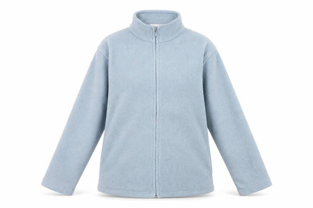 Front view of EWM women’s blue jacket, size M, zip -, size UK 14-16