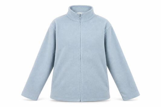 Front view of EWM women’s blue jacket, size M, zip -, size UK 14-16