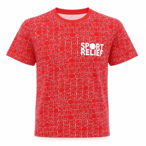Sport Relief Mens Red Geometric Cotton T-Shirt Size XS Round Neck