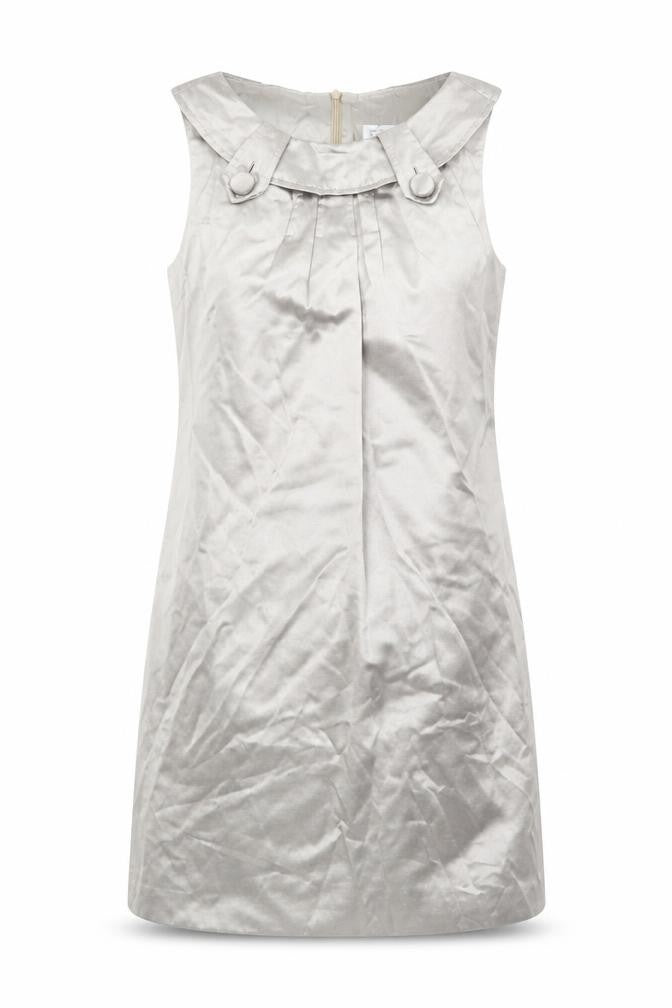 Front view of Oasis women’s gold polyester a-line, size UK 10, round neck zip