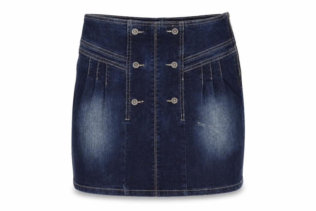 Facinate Womens Blue Cotton A-Line Skirt Size L Zip
